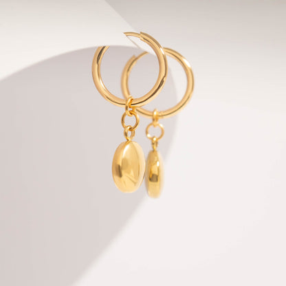 18K Gold PVD Stainless Steel Circle Coin Pendant Earrings