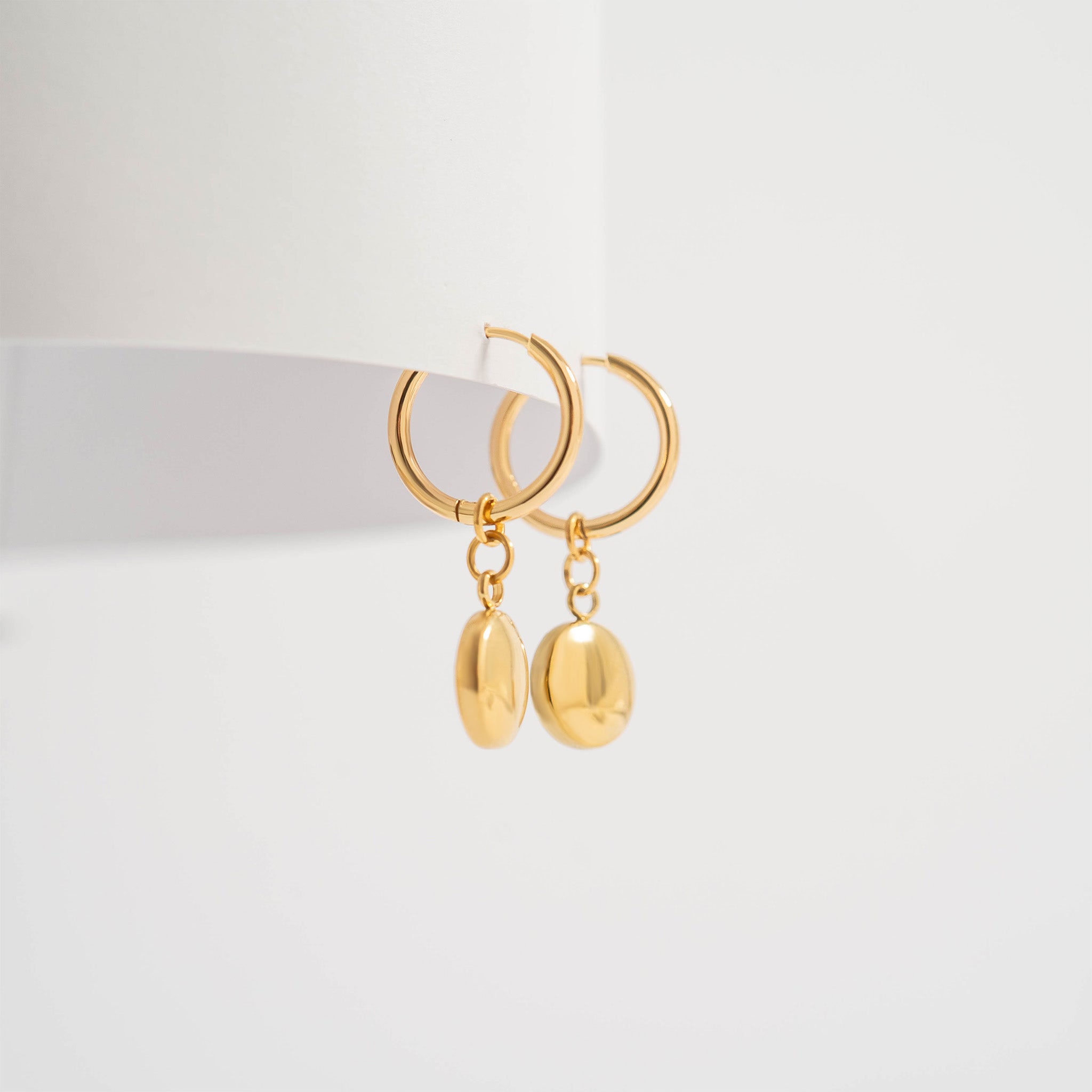 18K Gold PVD Stainless Steel Circle Coin Pendant Earrings