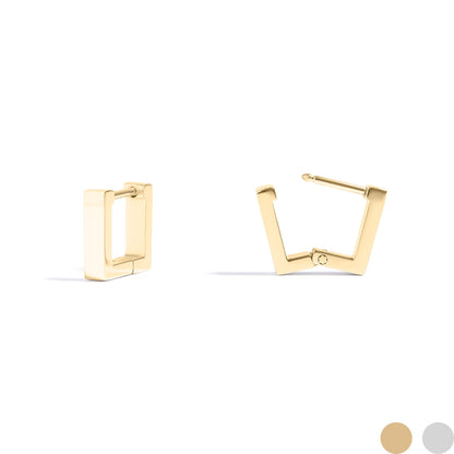 18K Gold PVD Stainless Steel Square Huggie Earrings