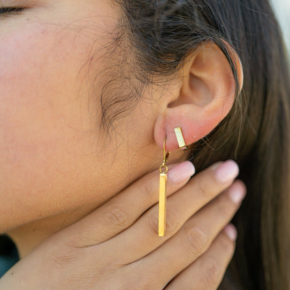 18K Gold PVD Stainless Steel Square Huggie Earrings