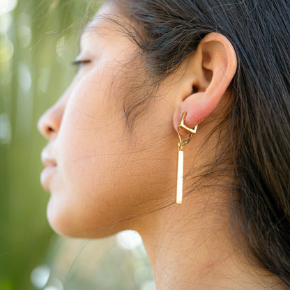 18K Gold PVD Stainless Steel Dangle Vertical Drop Bar Earrings
