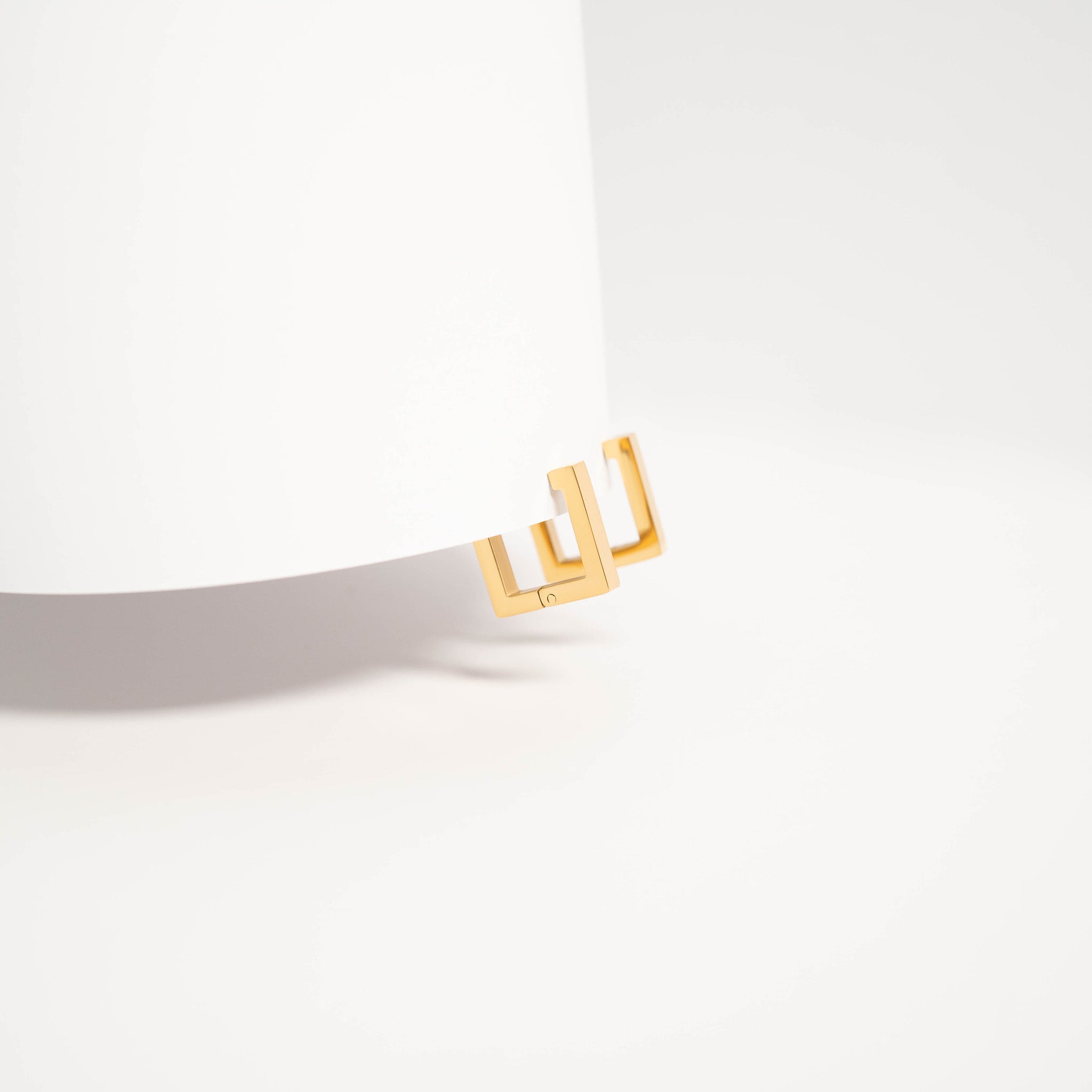 18K Gold PVD Stainless Steel Square Huggie Earrings