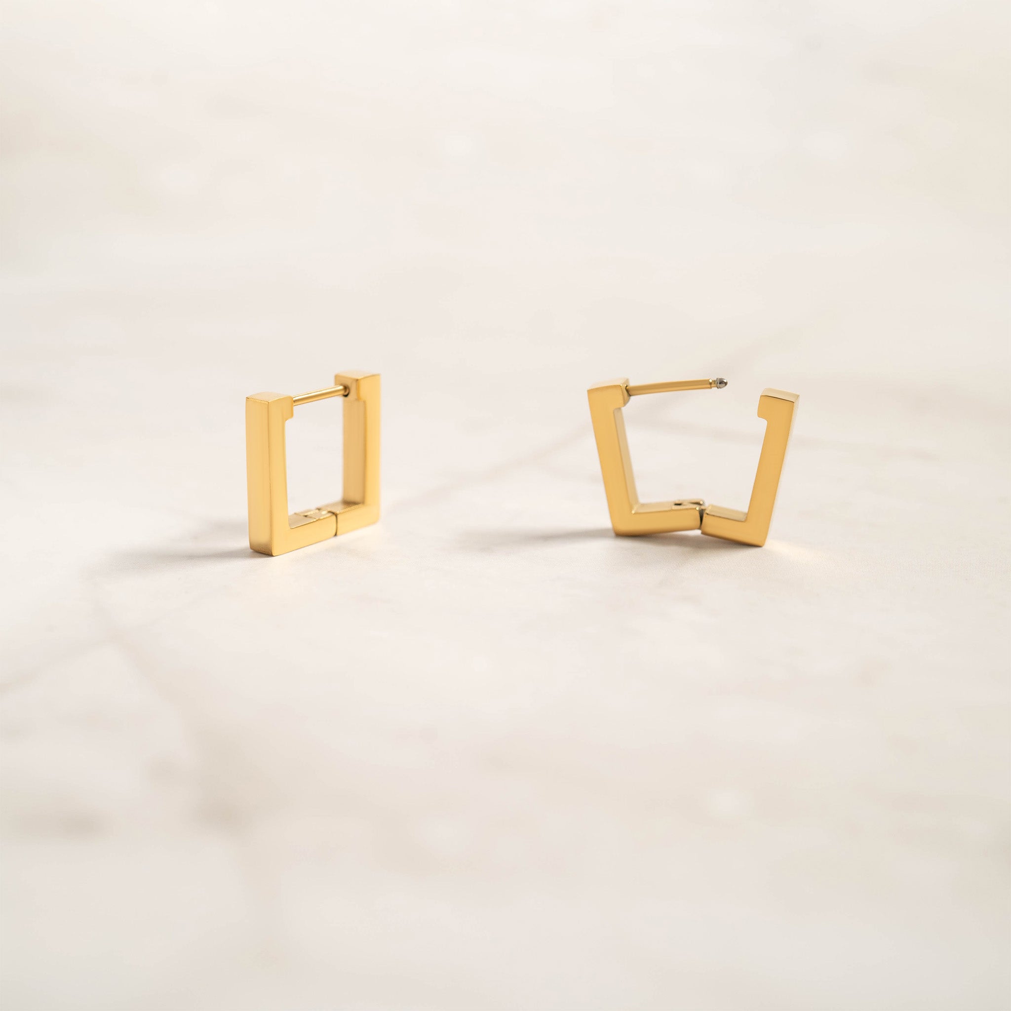 18K Gold PVD Stainless Steel Square Huggie Earrings