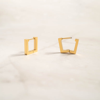 18K Gold PVD Stainless Steel Square Huggie Earrings