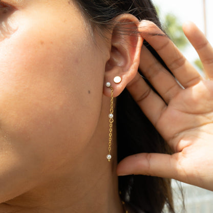 18K Gold PVD Stainless Steel Pearl Dangle Earrings