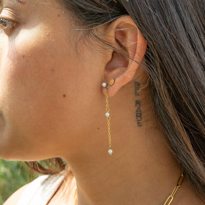18K Gold PVD Stainless Steel Pearl Dangle Earrings