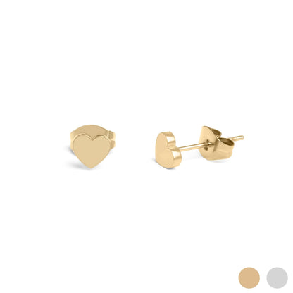 18K Gold PVD Stainless Steel Heart Stud Earrings