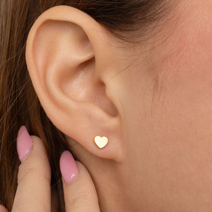 18K Gold PVD Stainless Steel Heart Stud Earrings