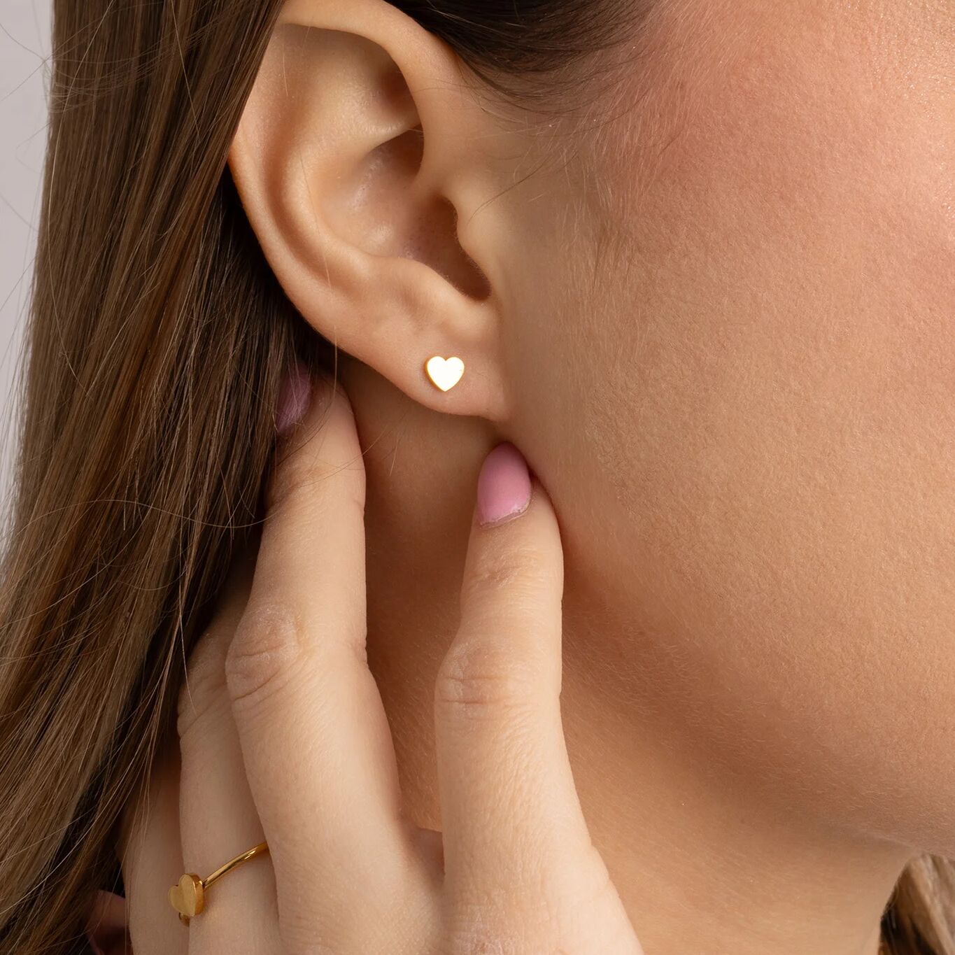 18K Gold PVD Stainless Steel Heart Stud Earrings