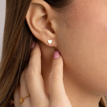 18K Gold PVD Stainless Steel Heart Stud Earrings