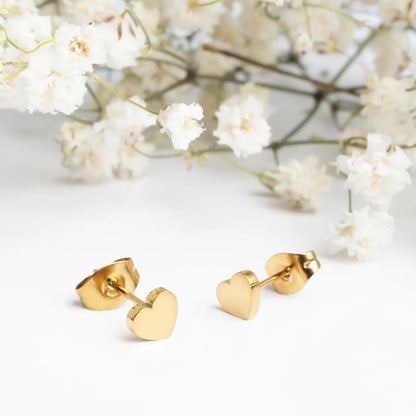 18K Gold PVD Stainless Steel Heart Stud Earrings