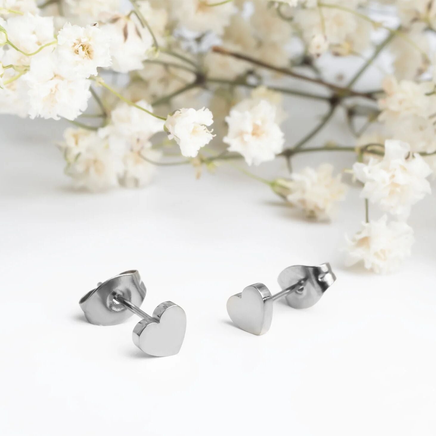 18K Gold PVD Stainless Steel Heart Stud Earrings