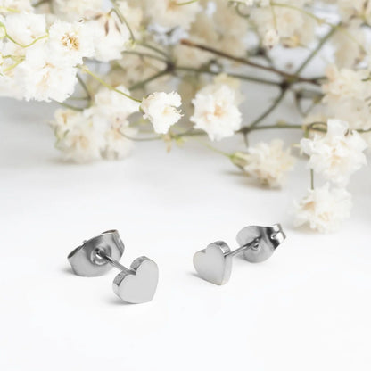 18K Gold PVD Stainless Steel Heart Stud Earrings