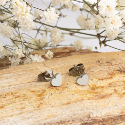 18K Gold PVD Stainless Steel Heart Stud Earrings
