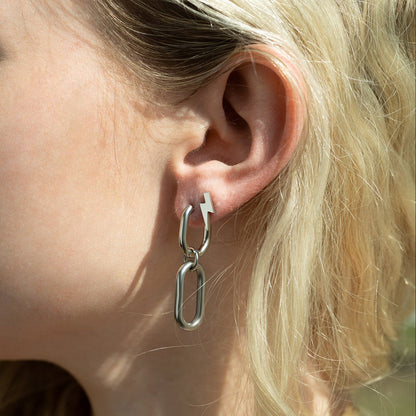 18K Gold PVD Stainless Steel Lightning Bolt Stud Earrings