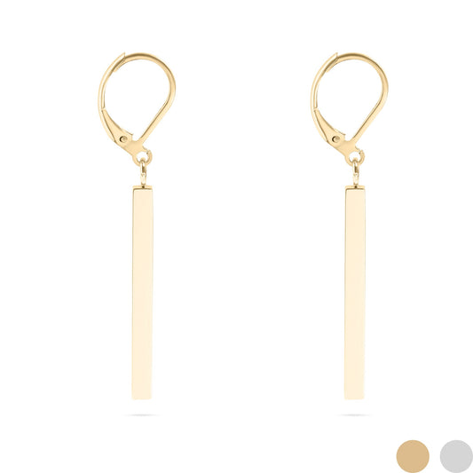 18K Gold PVD Stainless Steel Dangle Vertical Drop Bar Earrings