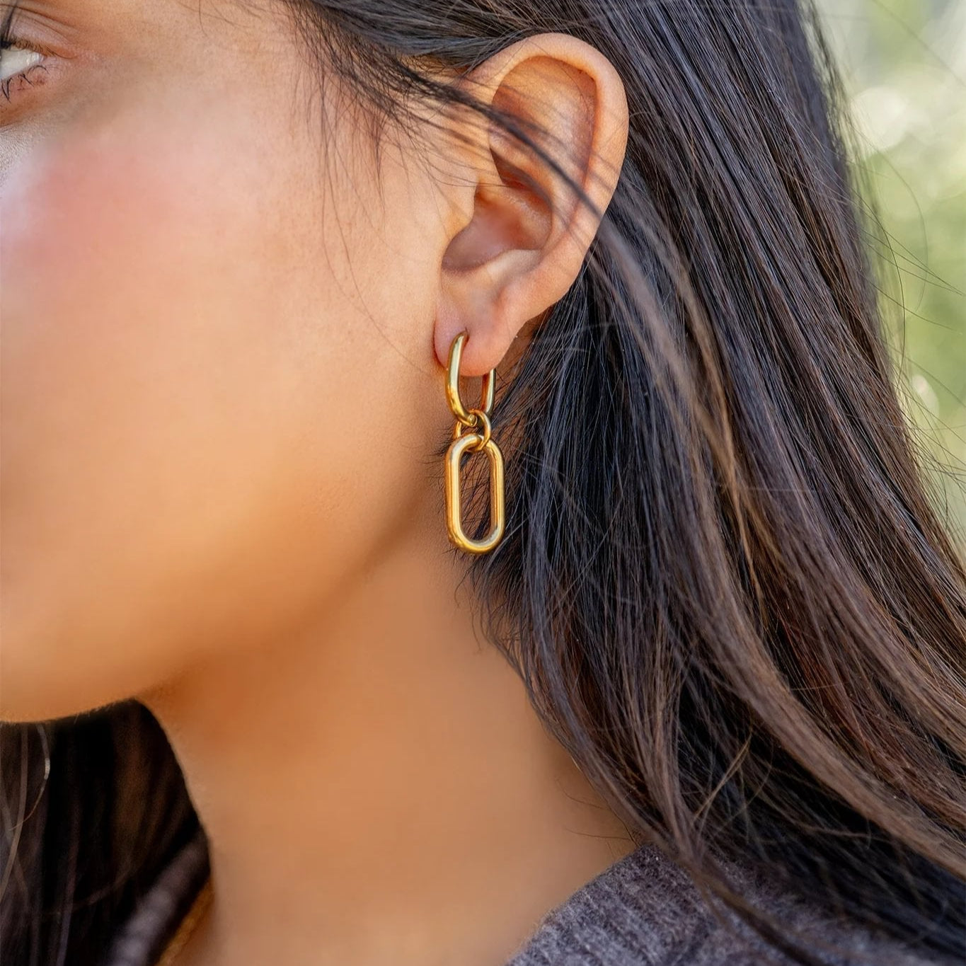 18K Gold PVD Stainless Steel Convertible Huggie Earrings