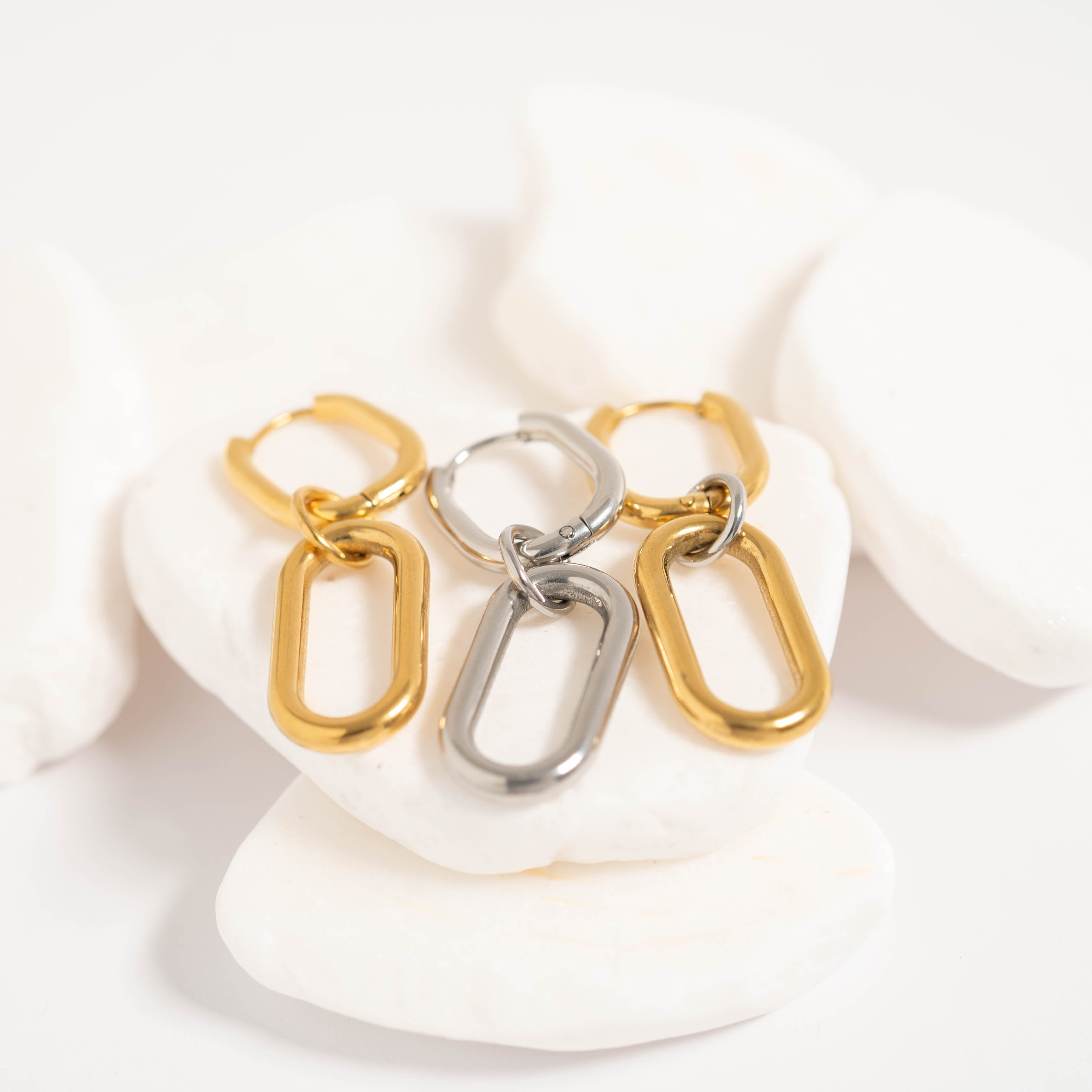 18K Gold PVD Stainless Steel Convertible Huggie Earrings