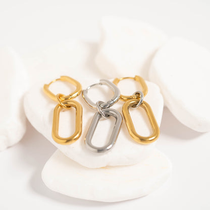 18K Gold PVD Stainless Steel Convertible Huggie Earrings