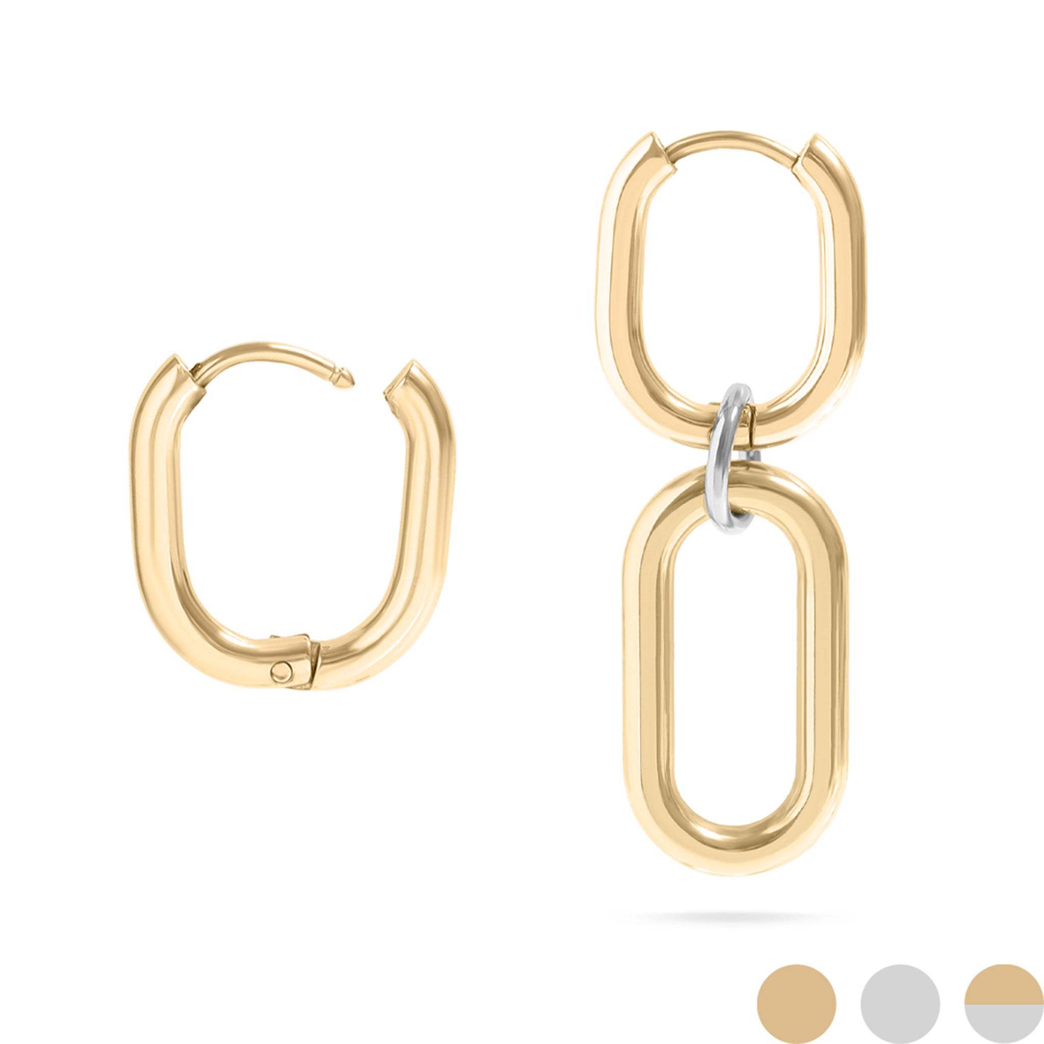 18K Gold PVD Stainless Steel Convertible Huggie Earrings