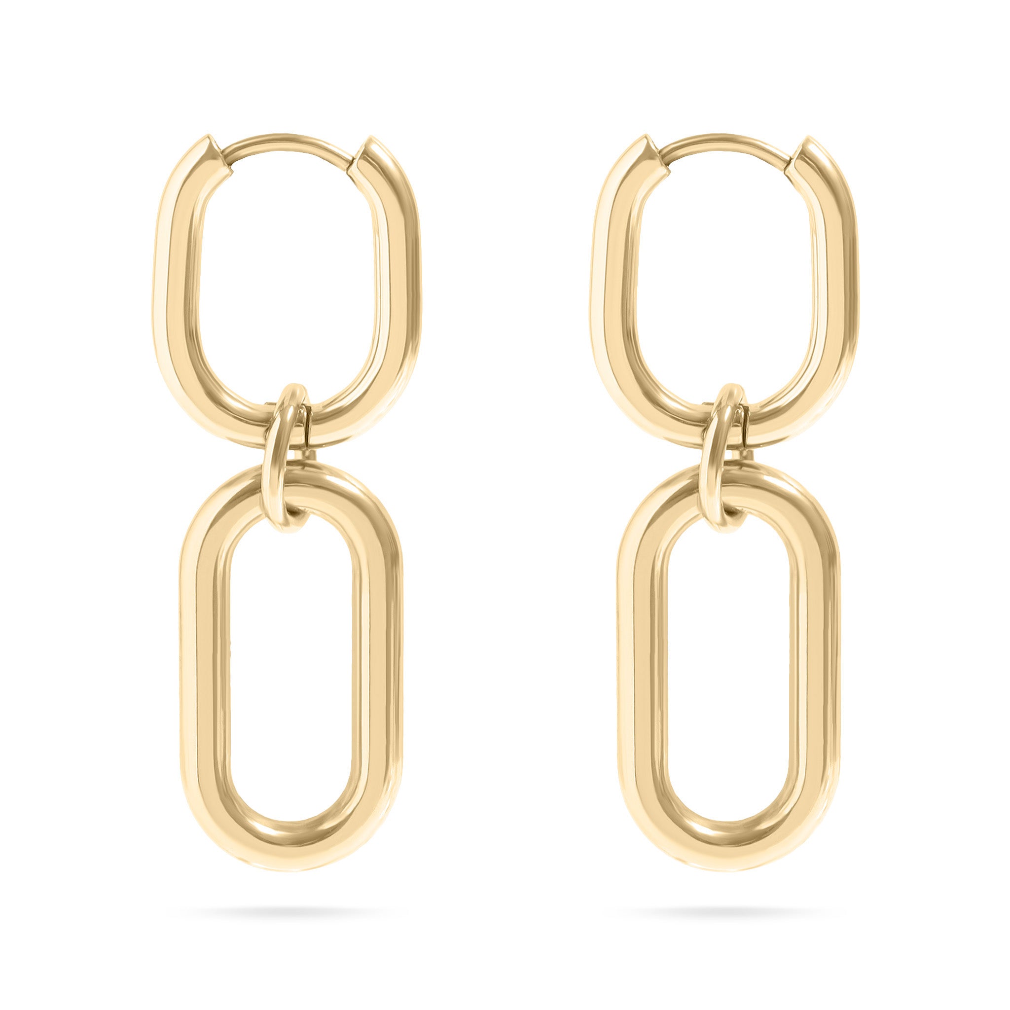 18K Gold PVD Stainless Steel Convertible Huggie Earrings