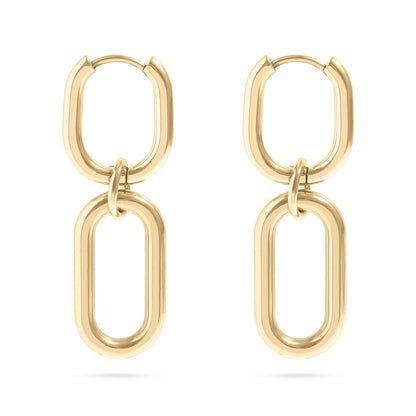 18K Gold PVD Stainless Steel Convertible Huggie Earrings