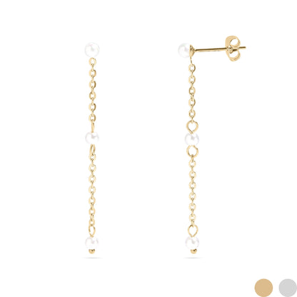 18K Gold PVD Stainless Steel Pearl Dangle Earrings
