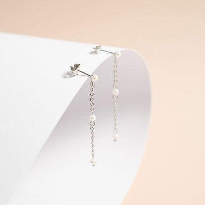 18K Gold PVD Stainless Steel Pearl Dangle Earrings