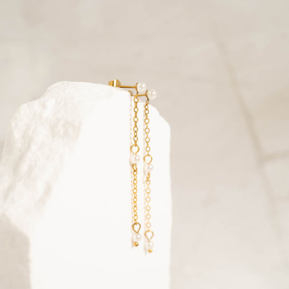 18K Gold PVD Stainless Steel Pearl Dangle Earrings