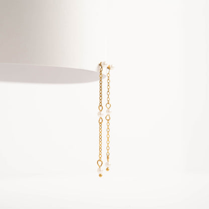18K Gold PVD Stainless Steel Pearl Dangle Earrings