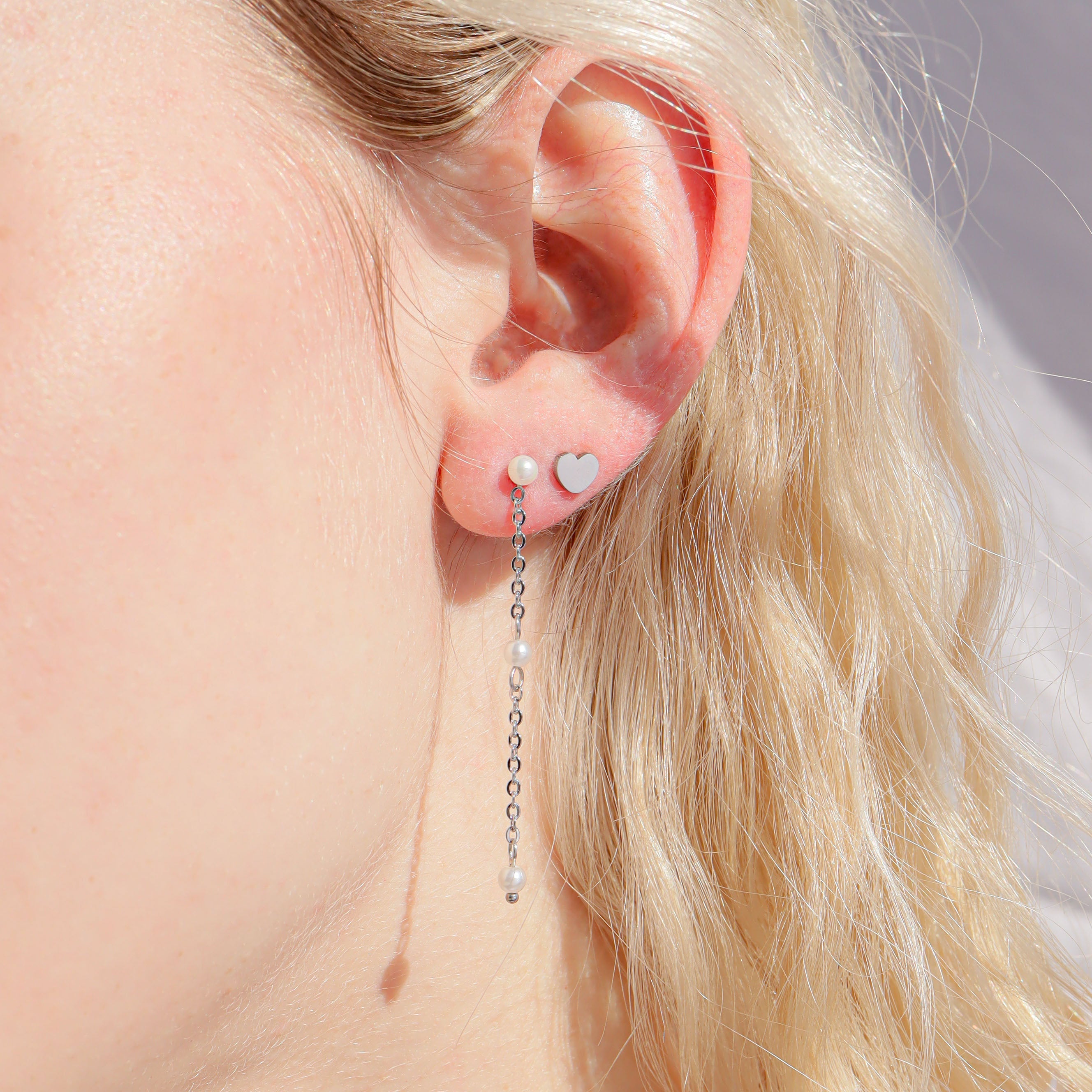 18K Gold PVD Stainless Steel Pearl Dangle Earrings