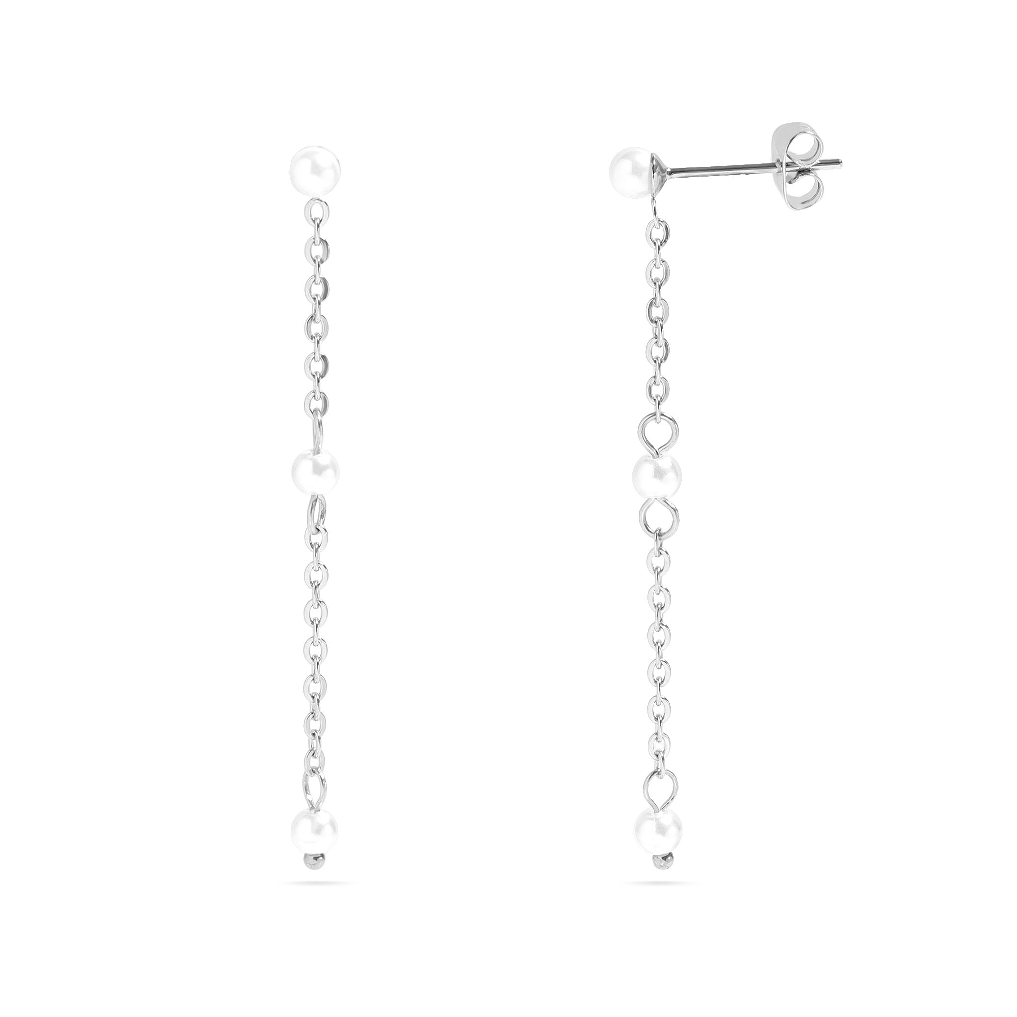 18K Gold PVD Stainless Steel Pearl Dangle Earrings