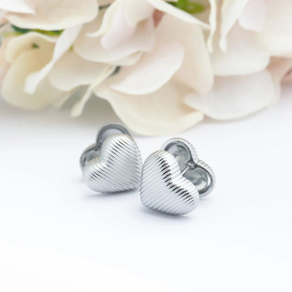 18K Gold PVD Stainless Steel Heart Huggie Earrings