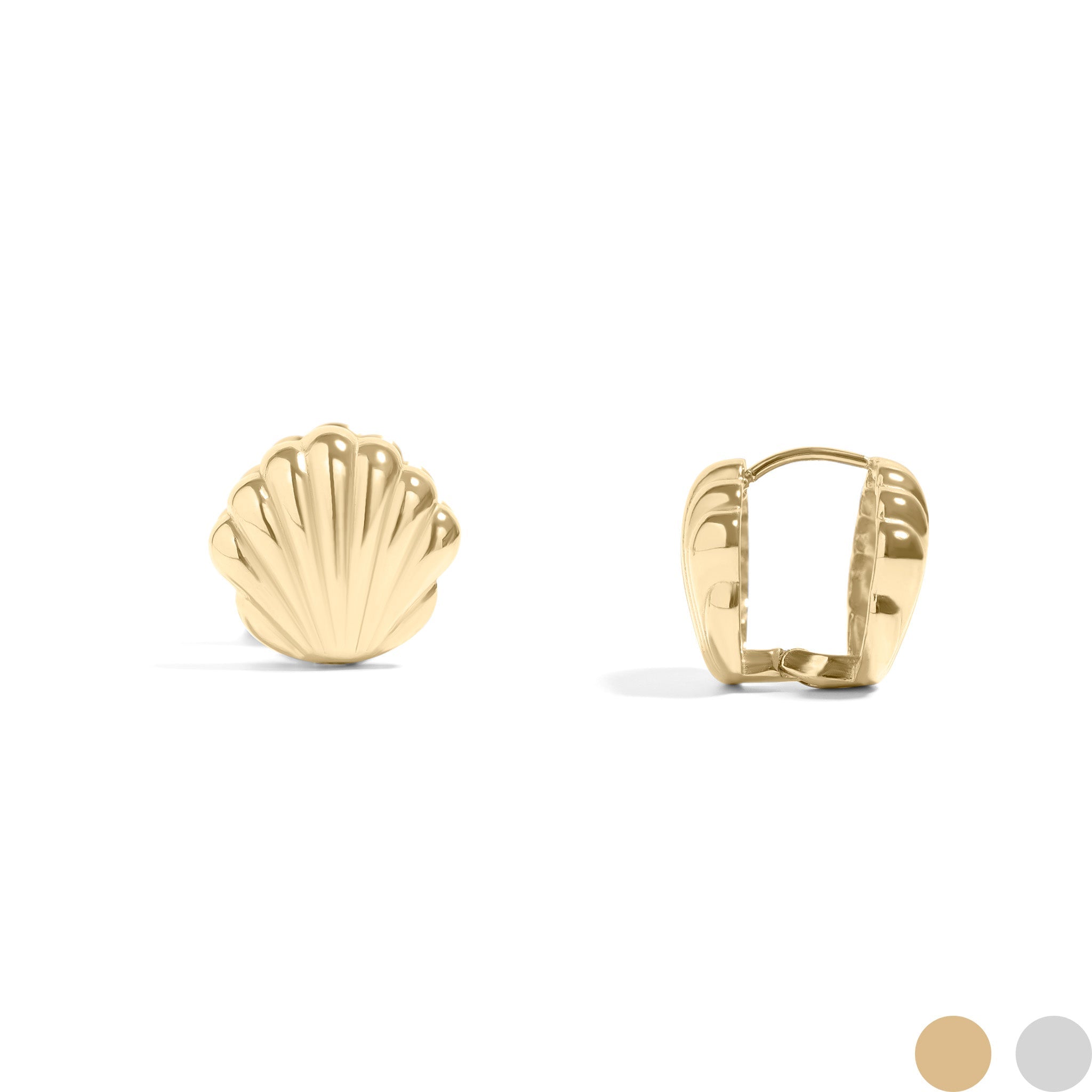 18K Gold PVD Stainless Steel Shell Huggies Earrings