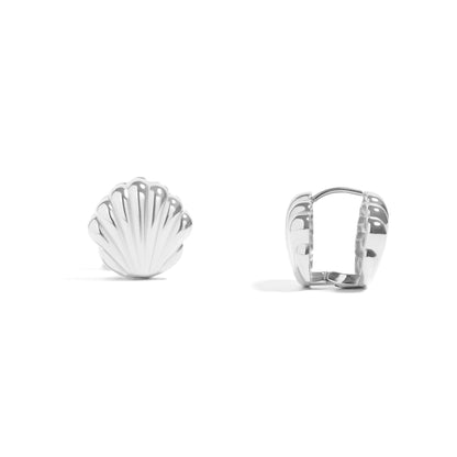 18K Gold PVD Stainless Steel Shell Huggies Earrings