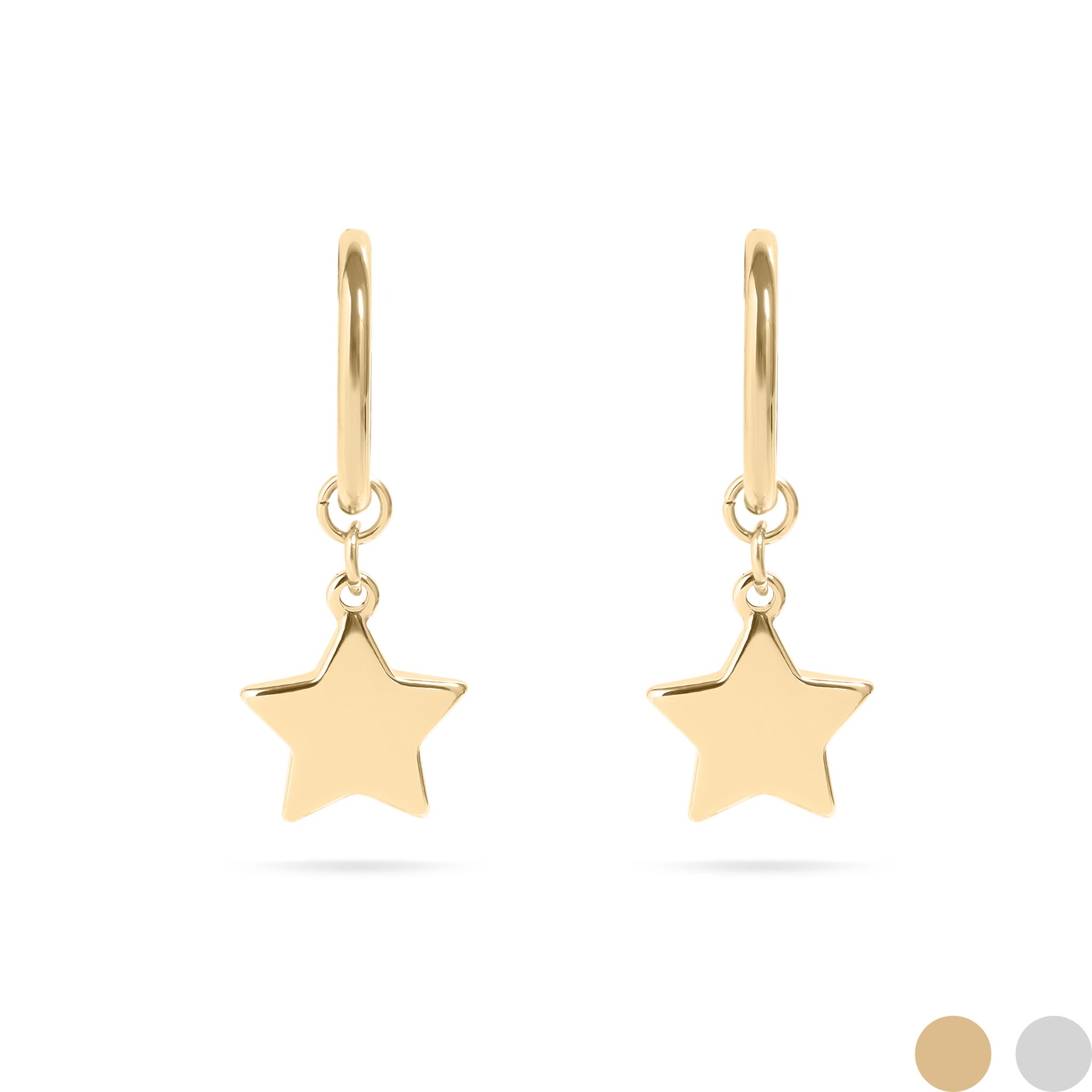 18K Gold PVD Stainless Steel Star Huggie Earrings