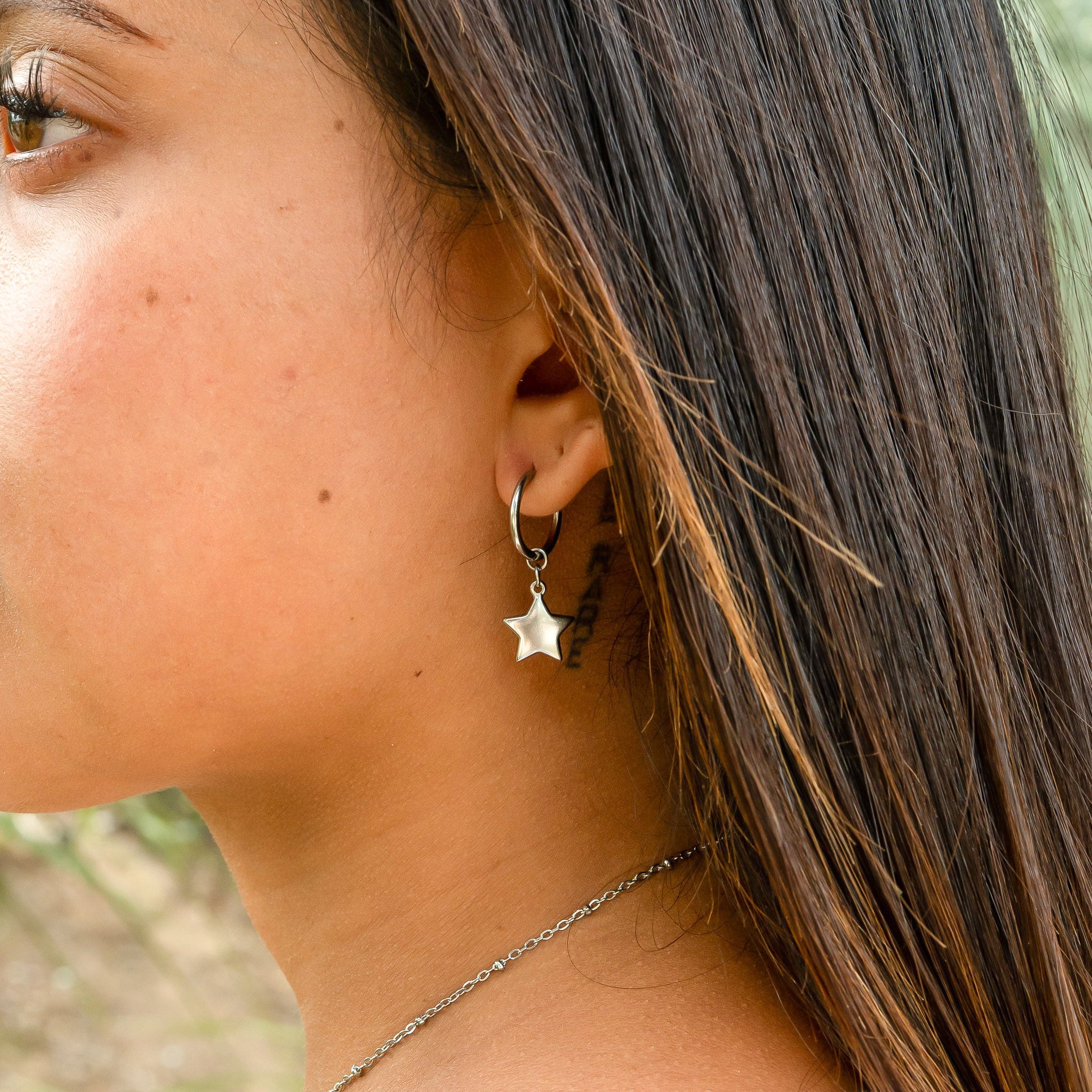 18K Gold PVD Stainless Steel Star Huggie Earrings