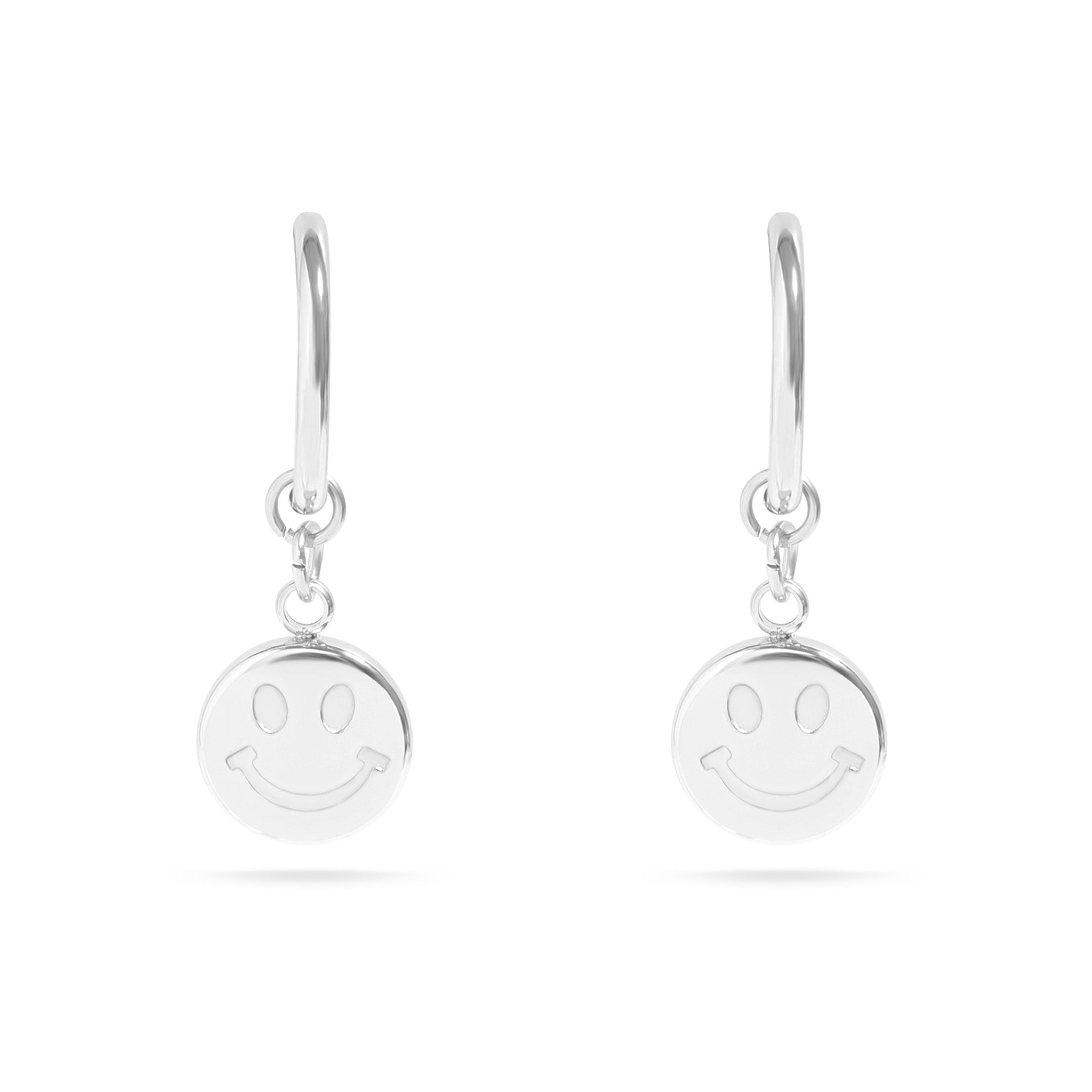 18K  Gold Stainless Steel Smiley Face Huggie Earrings