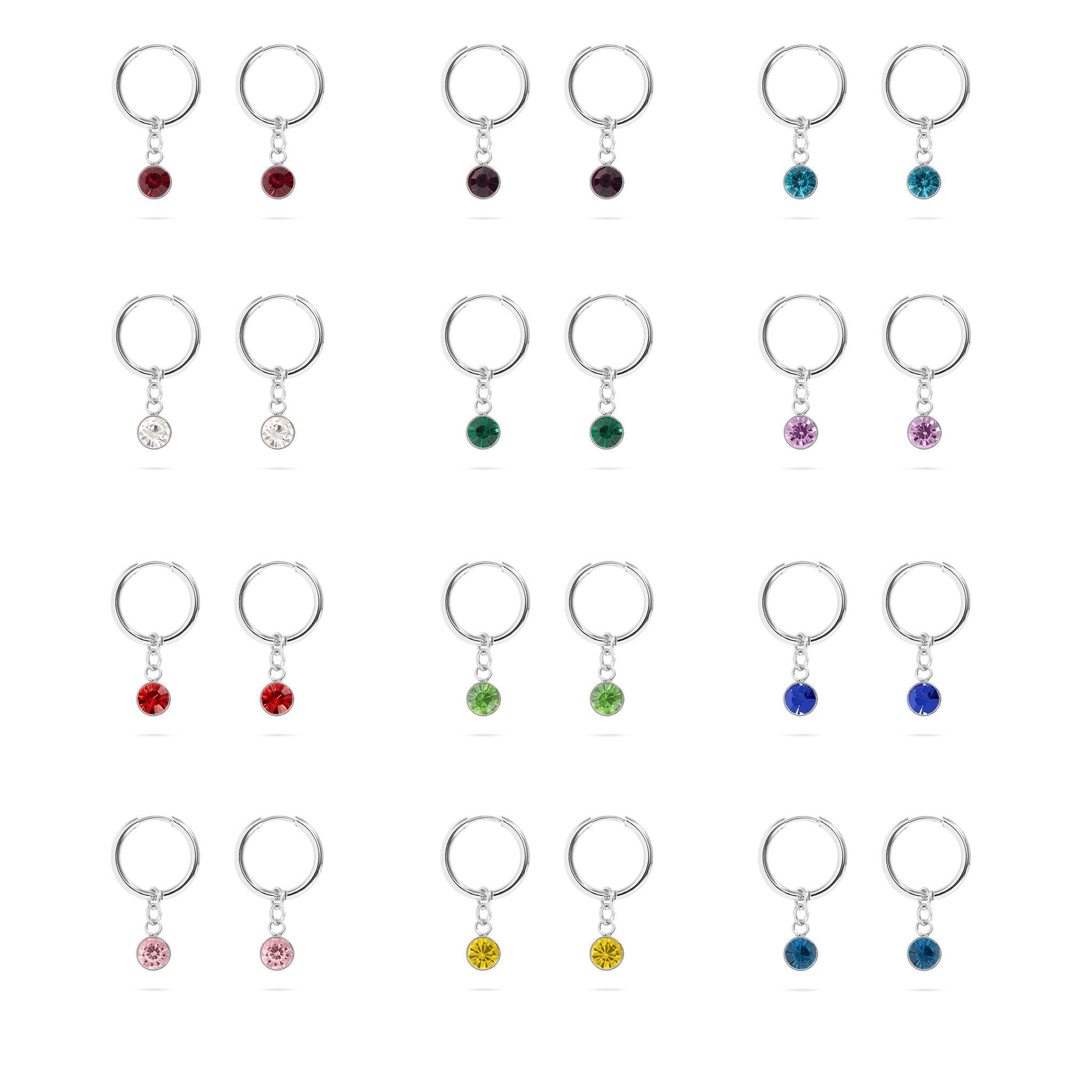 Stainless Steel Birthstone Huggie Earrings