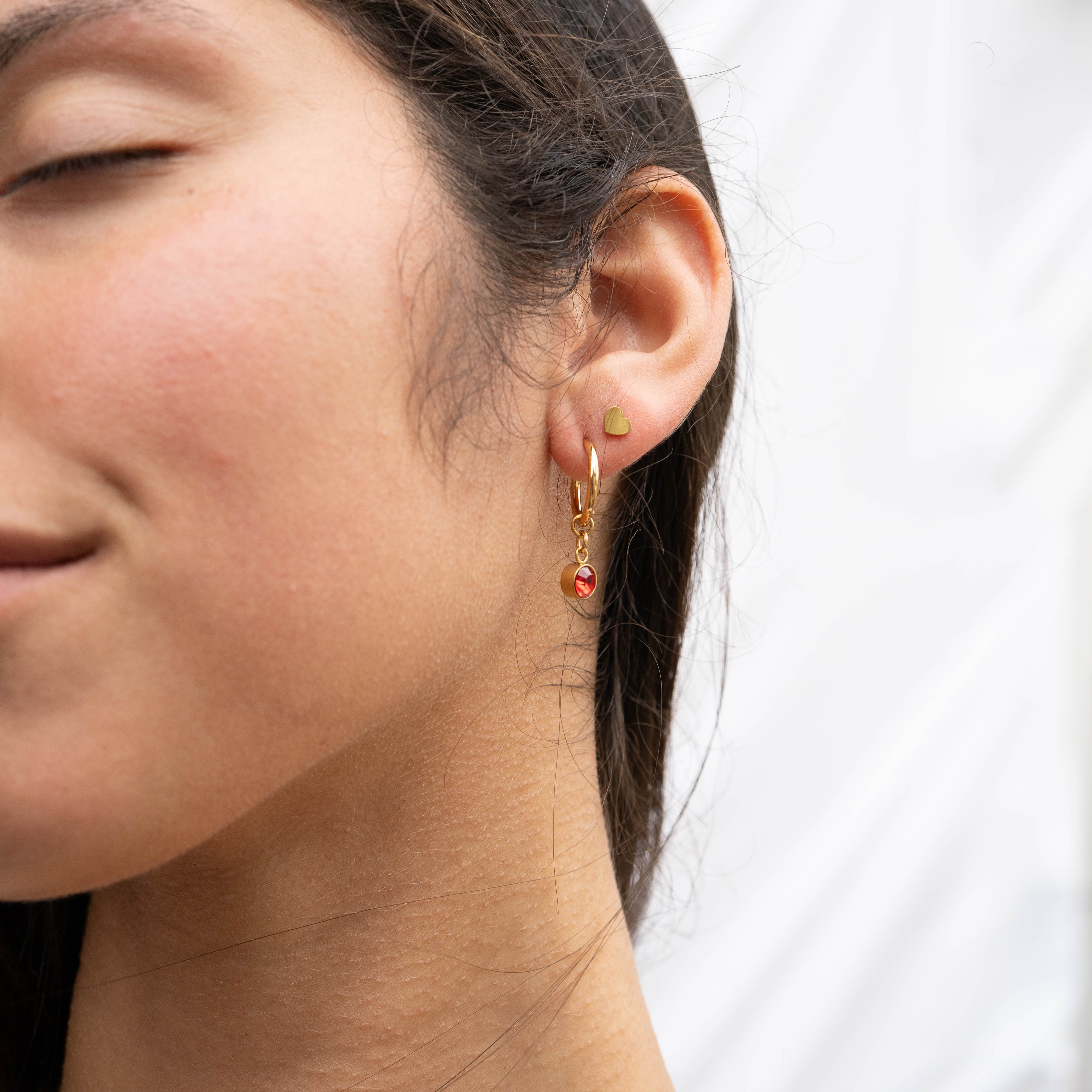 18K Gold PVD Birthstone Huggie Earrings