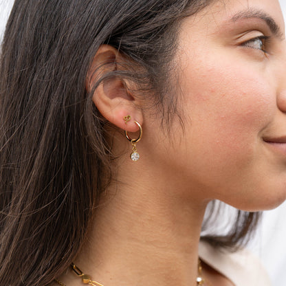18K Gold PVD Birthstone Huggie Earrings