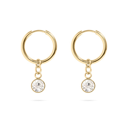18K Gold PVD Birthstone Huggie Earrings