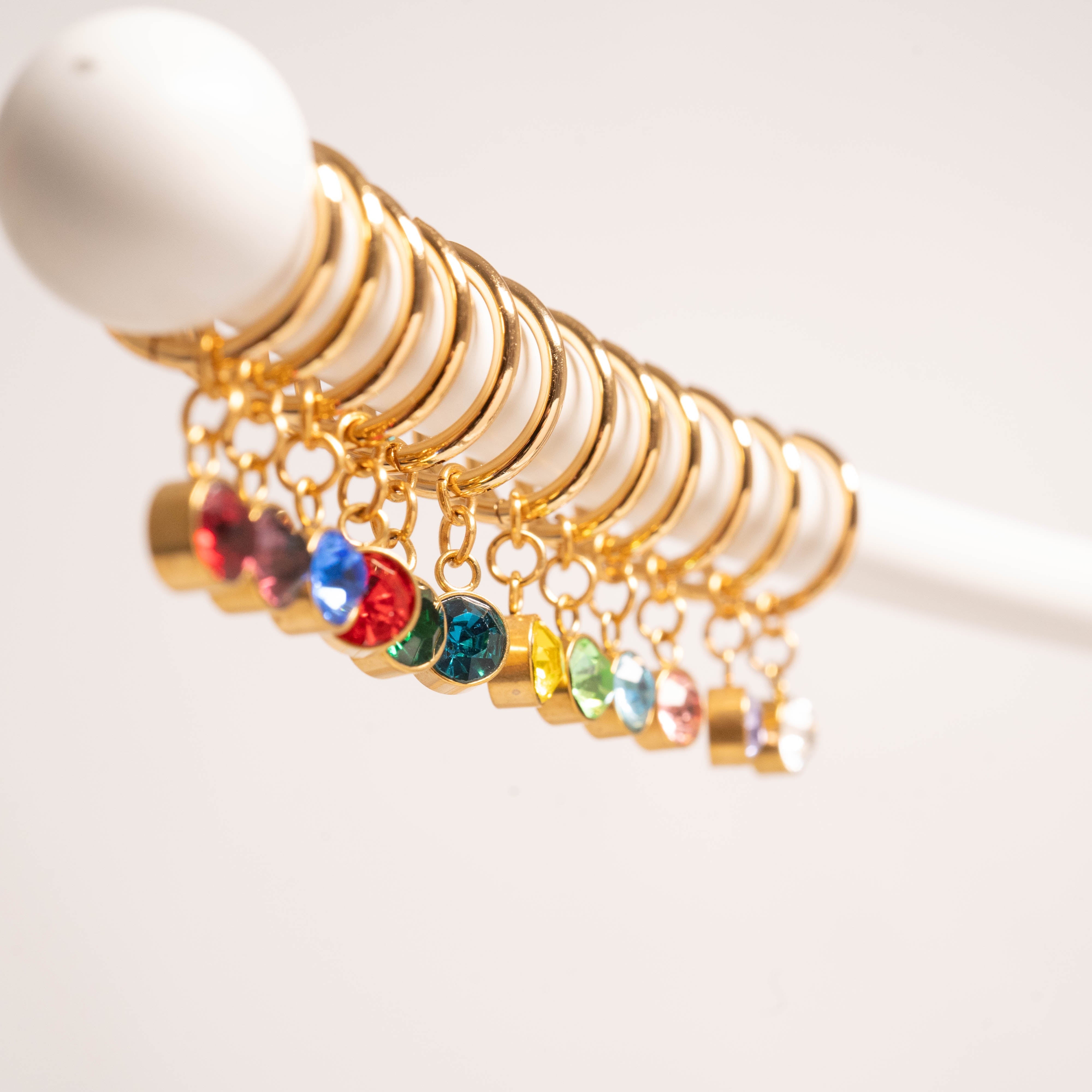 18K Gold PVD Birthstone Huggie Earrings