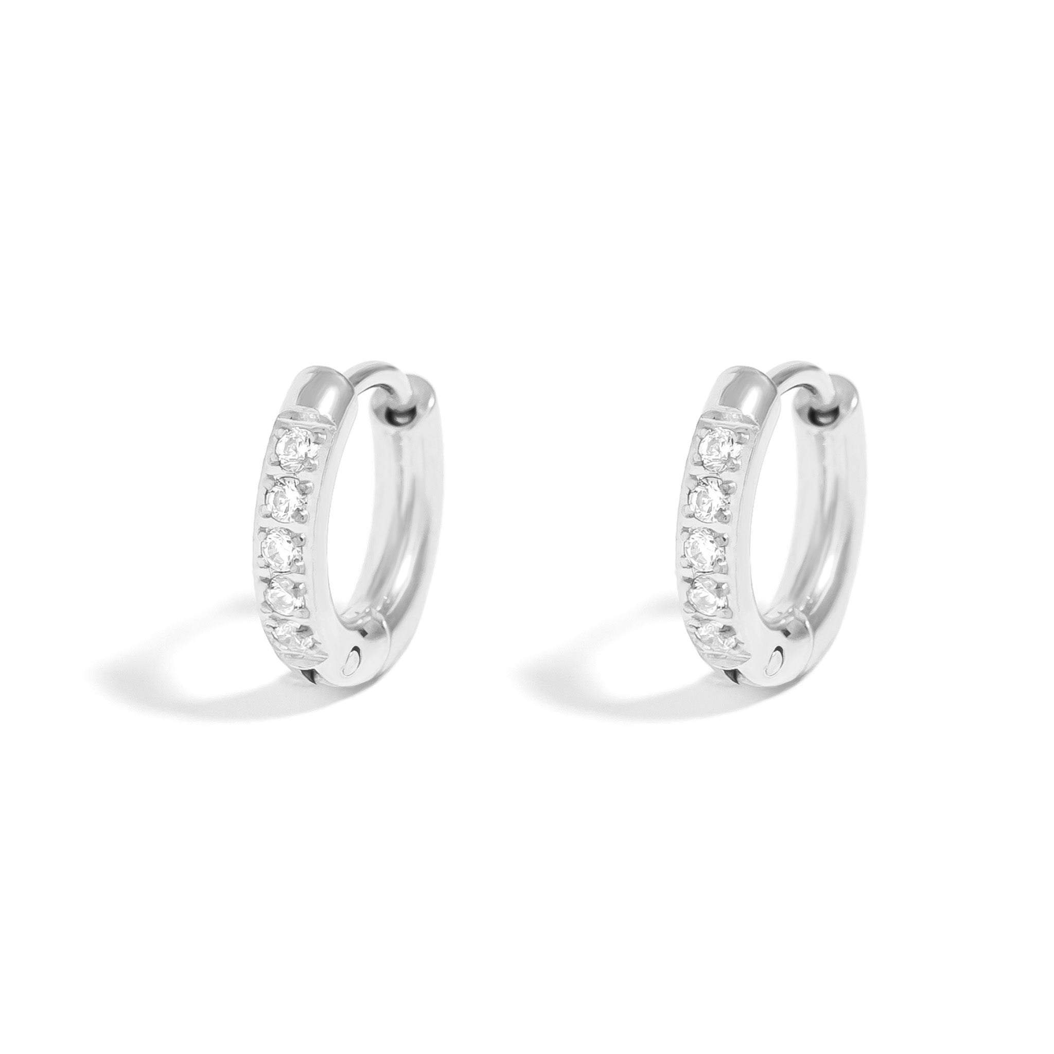 18K Gold PVD Stainless Steel CZ Stone Huggie Earrings