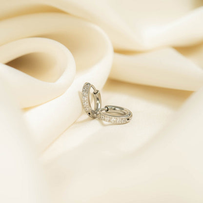 18K Gold PVD Stainless Steel CZ Stone Huggie Earrings