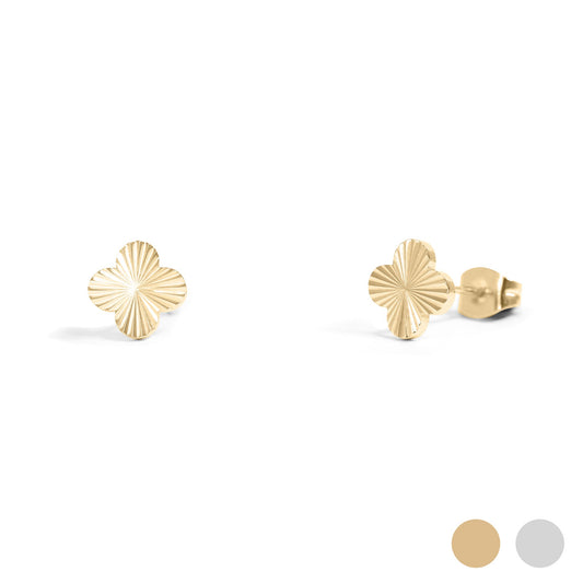 18K Gold PVD Stainless Steel Clover Stud Earring