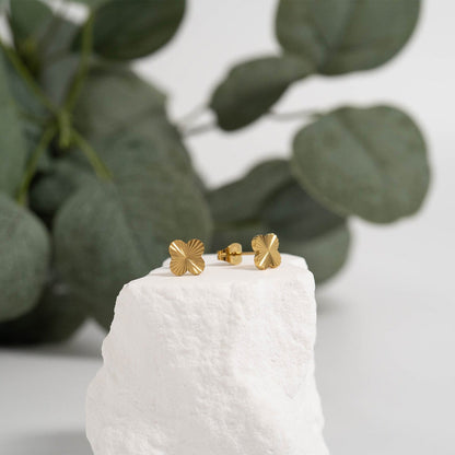 18K Gold PVD Stainless Steel Clover Stud Earring
