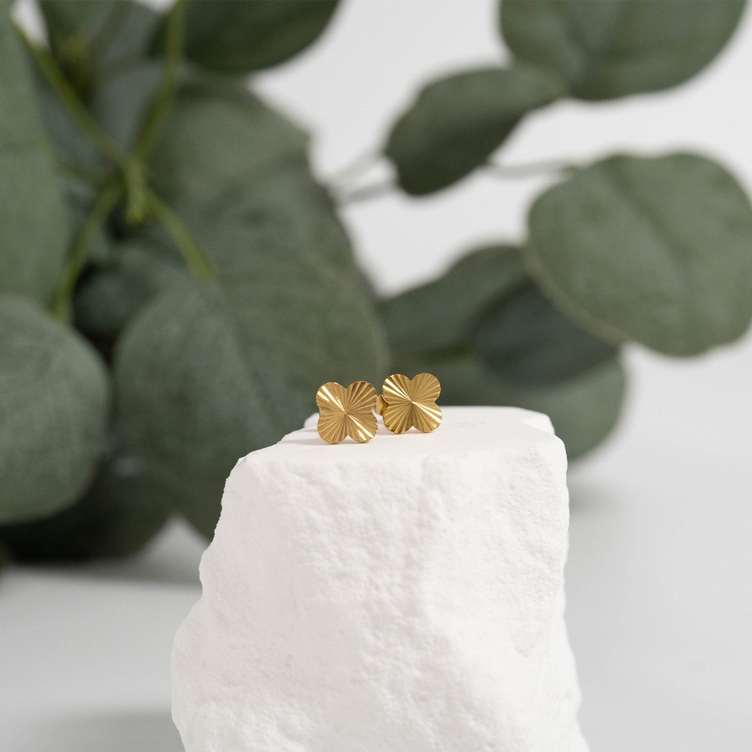 18K Gold PVD Stainless Steel Clover Stud Earring