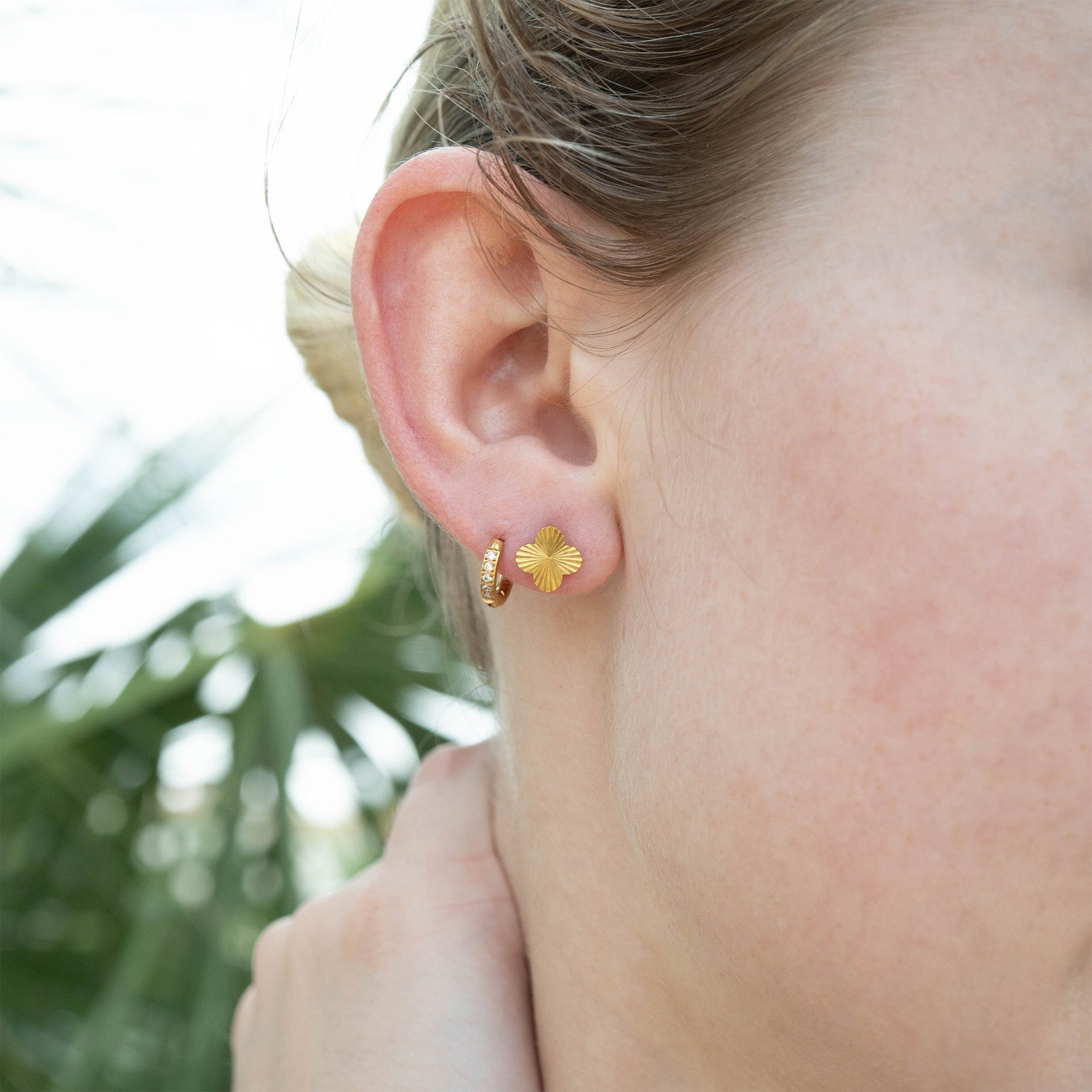 18K Gold PVD Stainless Steel Clover Stud Earring