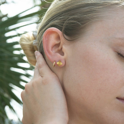 18K Gold PVD Stainless Steel Clover Stud Earring